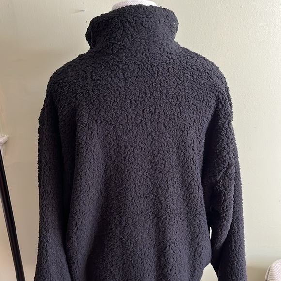 Express faux fur sherpa black popover 1/4 zip cozy oversized sweatshirt jacket - Picture 13 of 13